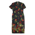 OLIVIA ROSE Womens Black Floral & Green Cotton Blend Day Dress Short Sleeve Midi