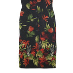 OLIVIA ROSE Womens Black Floral & Green Cotton Blend Day Dress Short Sleeve Midi