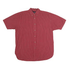 WRANGLER Mens Red Check Button Down Cotton Blend Shirt L Casual Summer Style