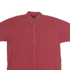 WRANGLER Mens Red Check Button Down Cotton Blend Shirt L Casual Summer Style