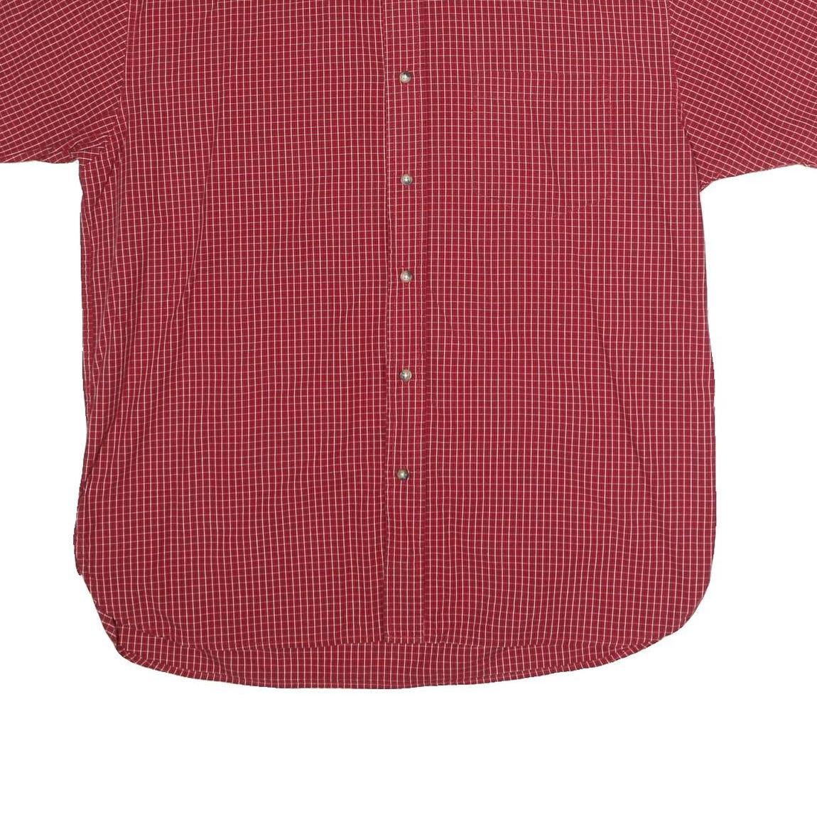 WRANGLER Mens Red Check Button Down Cotton Blend Shirt L Casual Summer Style