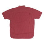 WRANGLER Mens Red Check Button Down Cotton Blend Shirt L Casual Summer Style
