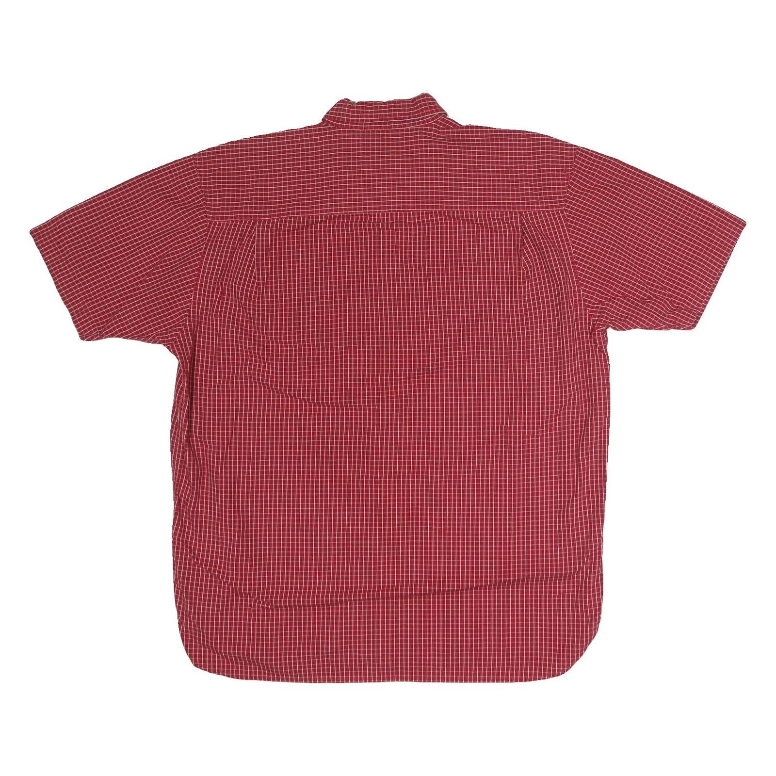 WRANGLER Mens Red Check Button Down Cotton Blend Shirt L Casual Summer Style