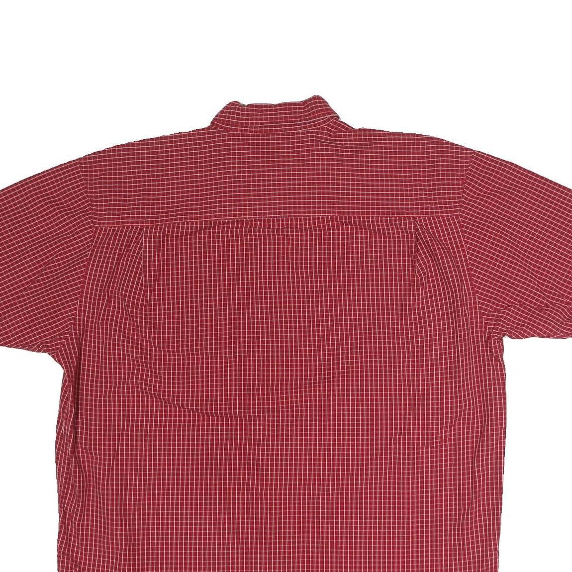 WRANGLER Mens Red Check Button Down Cotton Blend Shirt L Casual Summer Style