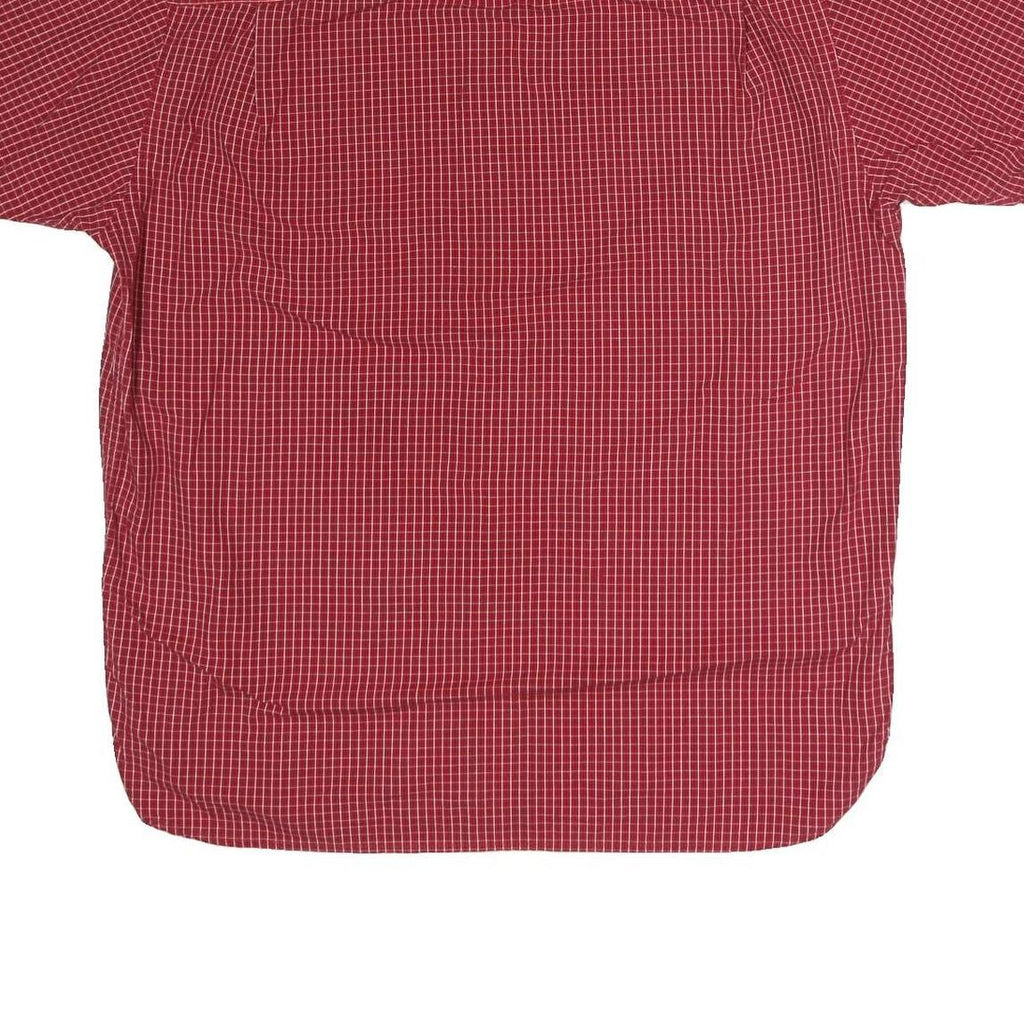 WRANGLER Mens Red Check Button Down Cotton Blend Shirt L Casual Summer Style