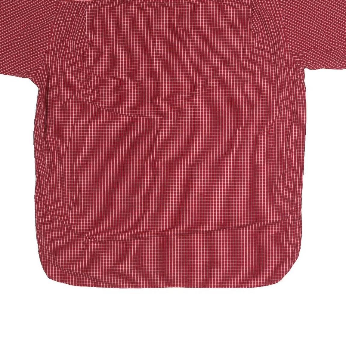 WRANGLER Mens Red Check Button Down Cotton Blend Shirt L Casual Summer Style