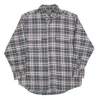 MOOSE CREEK Mens Grey & Red Check Cotton Shirt L Button Casual Comfortable