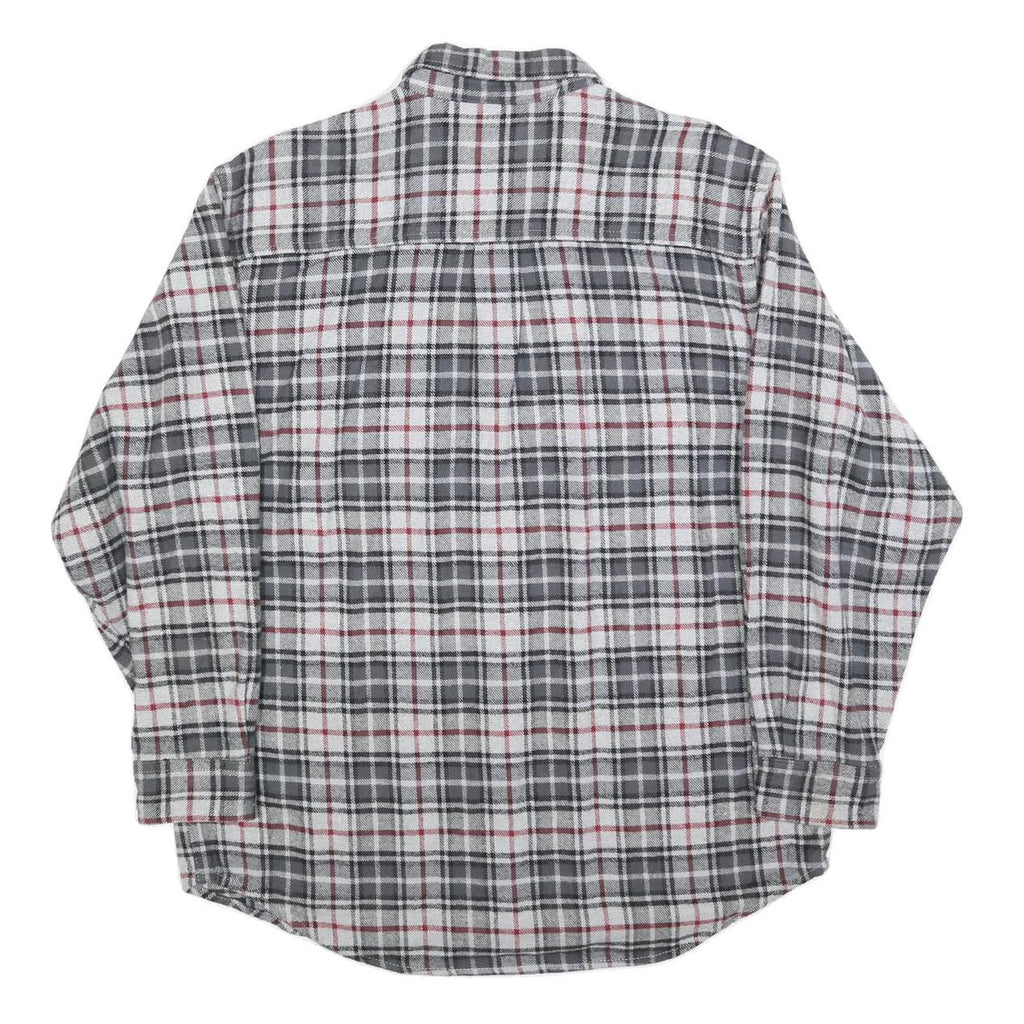 MOOSE CREEK Mens Grey & Red Check Cotton Shirt L Button Casual Comfortable