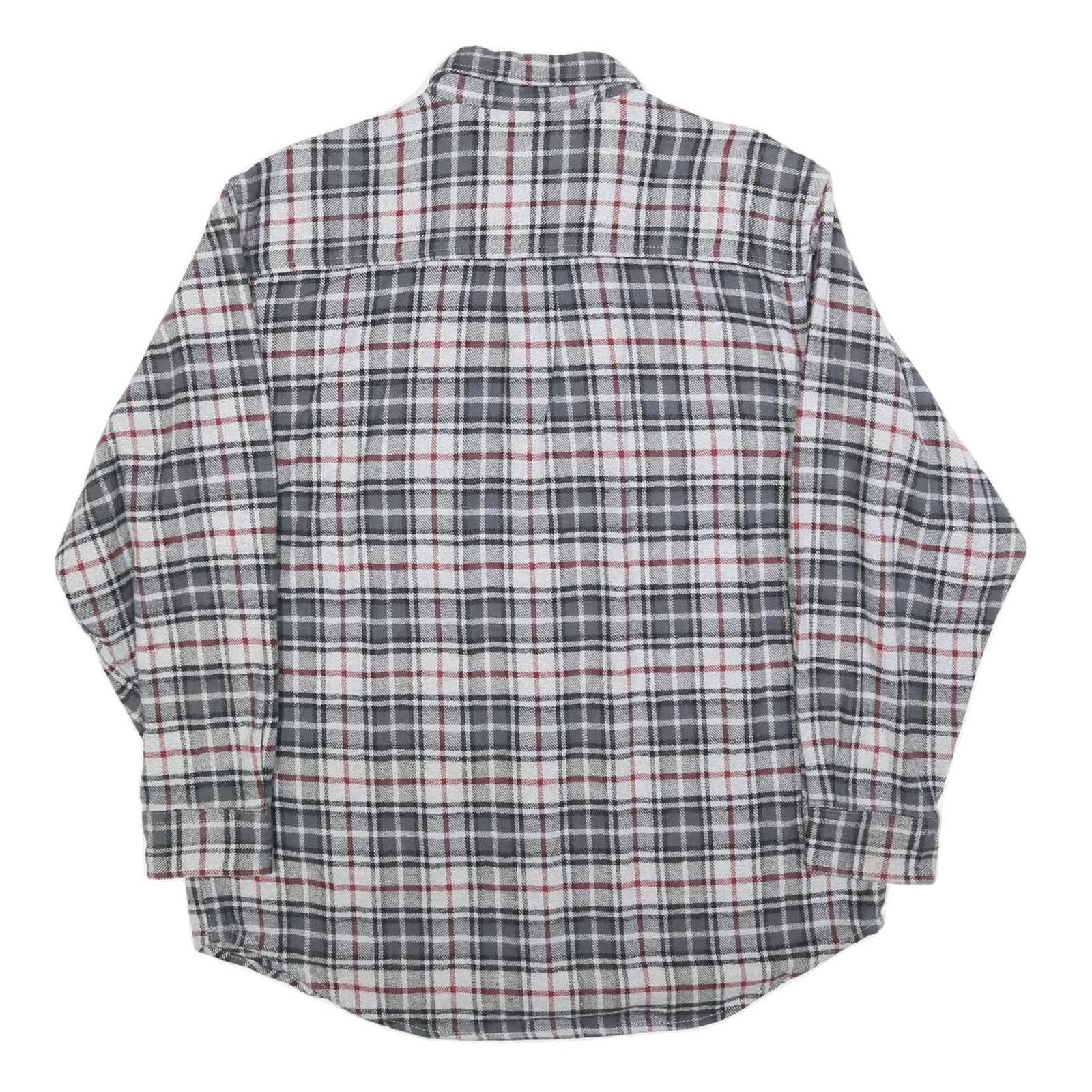 MOOSE CREEK Mens Grey & Red Check Cotton Shirt L Button Casual Comfortable