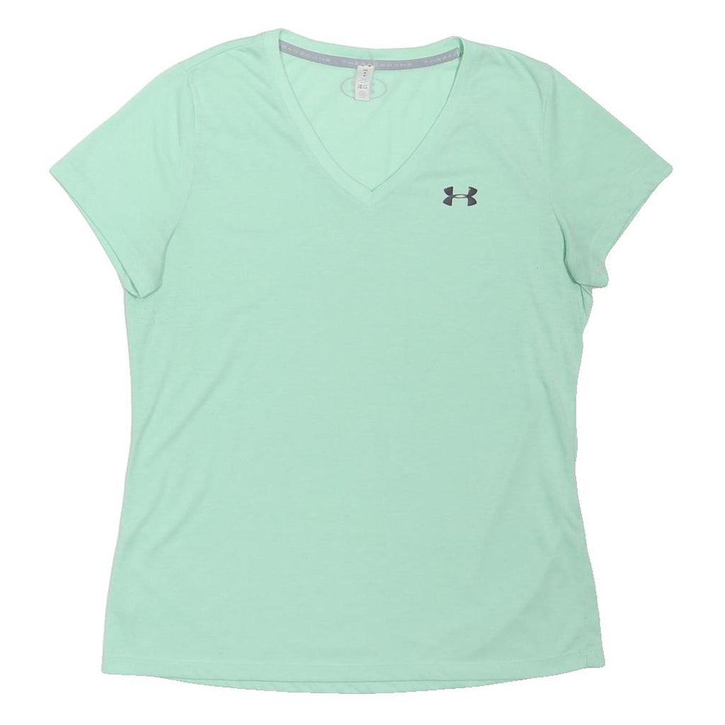 UNDER ARMOUR Womens Mint Green Athletic T-Shirt M Short Sleeve V-Neck