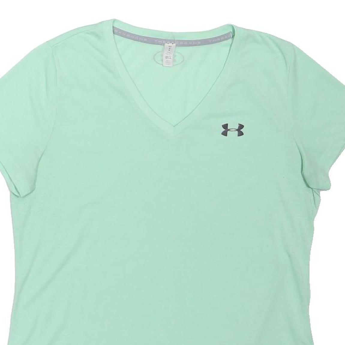 UNDER ARMOUR Womens Mint Green Athletic T-Shirt M Short Sleeve V-Neck