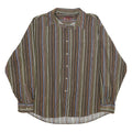 NEVADA Mens Brown & Blue Striped Shirt XL Cotton Long Sleeve Button Casual