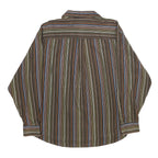 NEVADA Mens Brown & Blue Striped Shirt XL Cotton Long Sleeve Button Casual