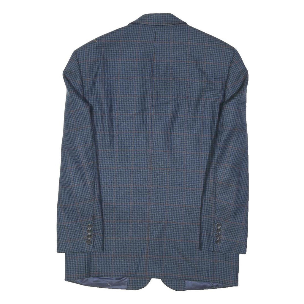 YVES SAINT LAURENT Mens Blue & Brown Wool Checked Blazer Jacket M Woven Button