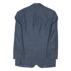 YVES SAINT LAURENT Mens Blue & Brown Wool Checked Blazer Jacket M Woven Button