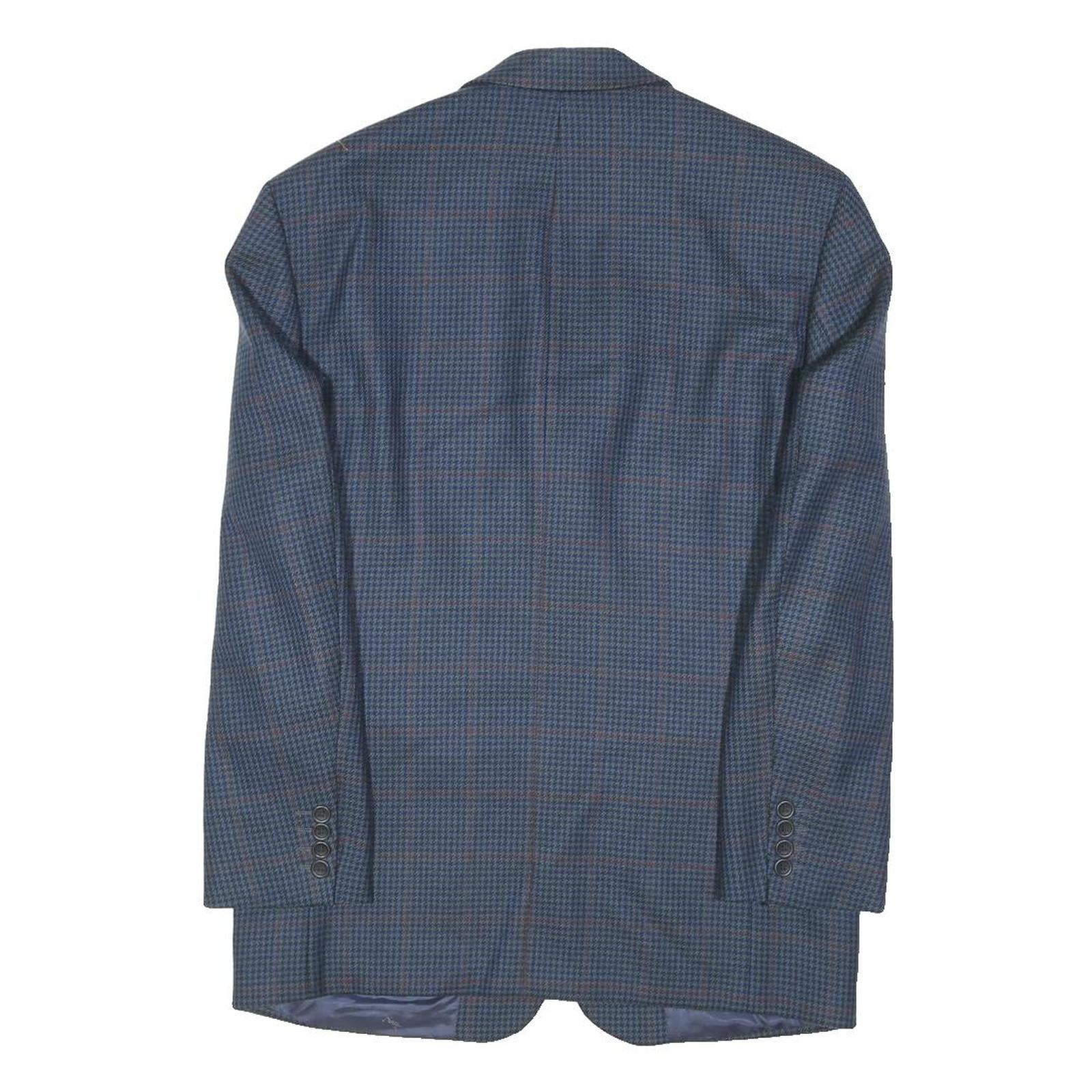 YVES SAINT LAURENT Mens Blue & Brown Wool Checked Blazer Jacket M Woven Button