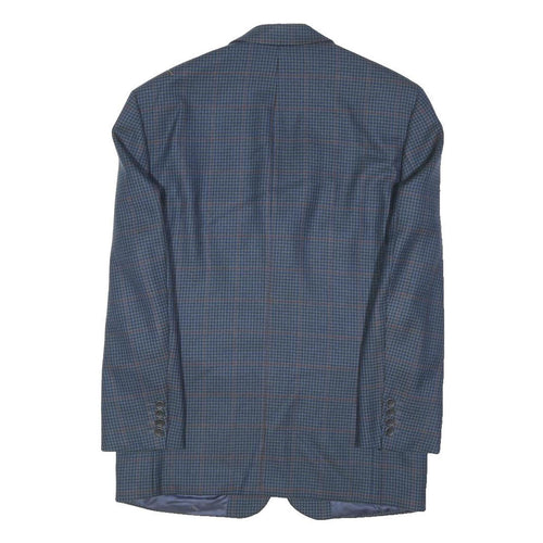 YVES SAINT LAURENT Mens Blue & Brown Wool Checked Blazer Jacket M Woven Button