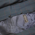 YVES SAINT LAURENT Mens Blue & Brown Wool Checked Blazer Jacket M Woven Button