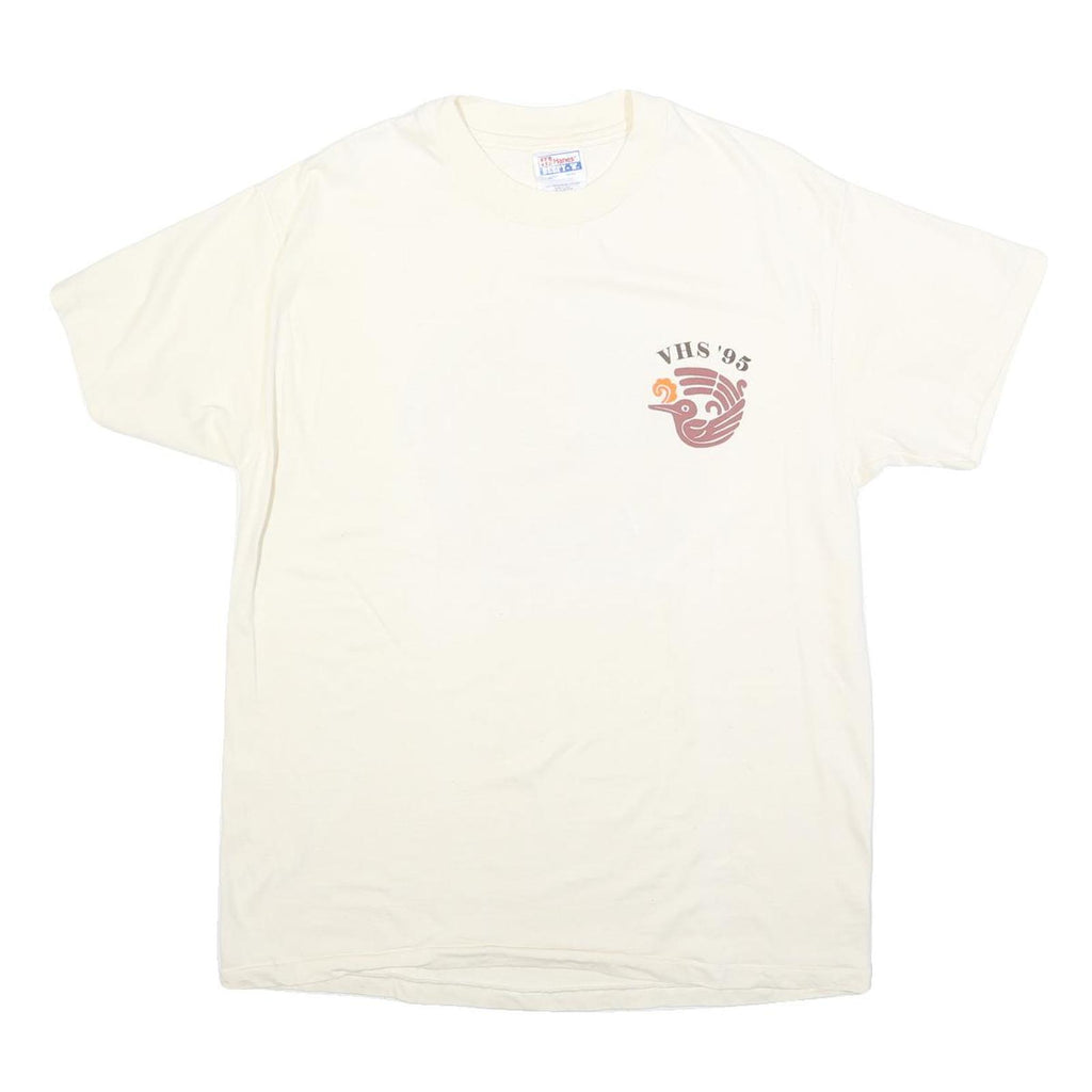 HANES Mens Cream Graphic T-Shirt L Short Sleeve Crew Neck Valencia's Vanishing