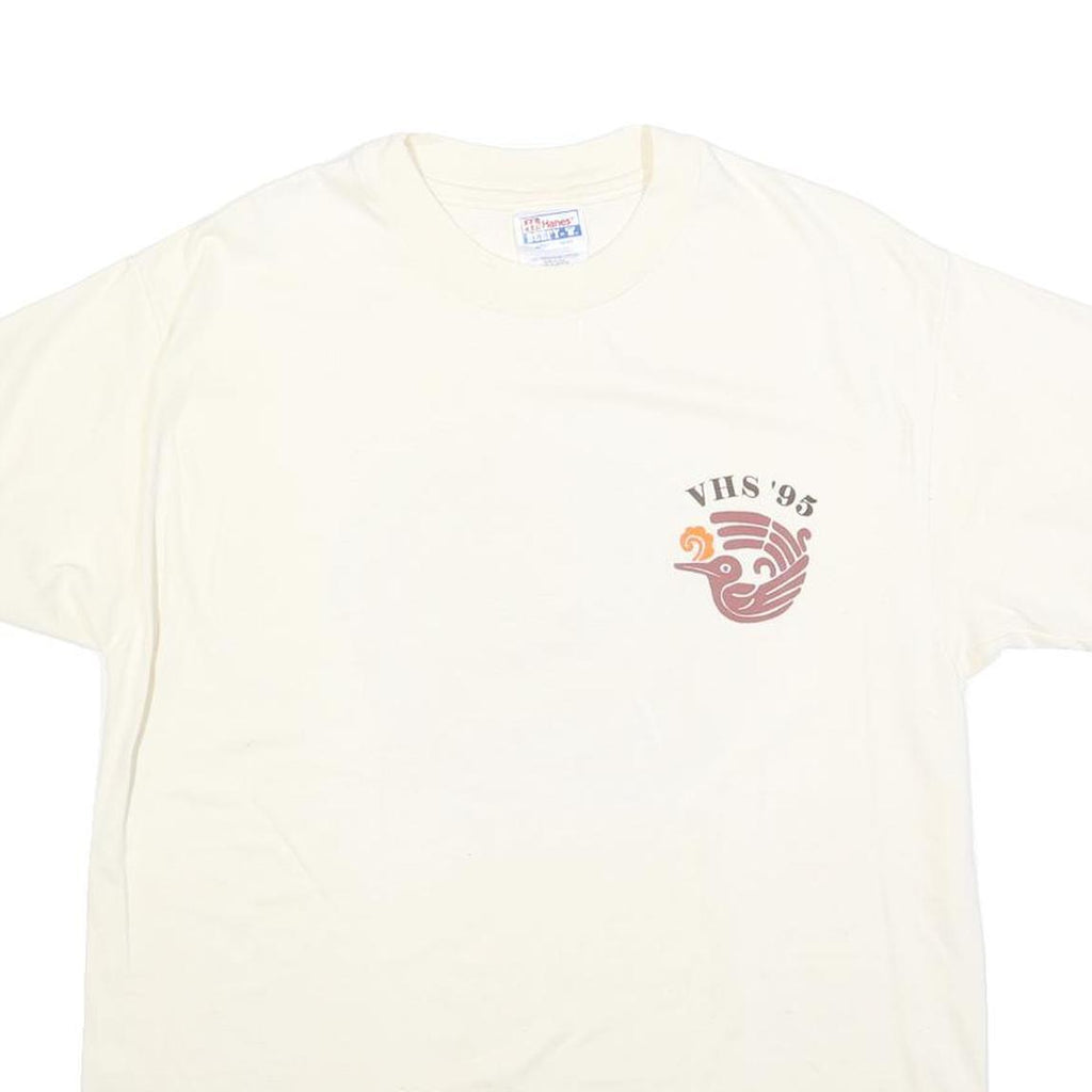 HANES Mens Cream Graphic T-Shirt L Short Sleeve Crew Neck Valencia's Vanishing