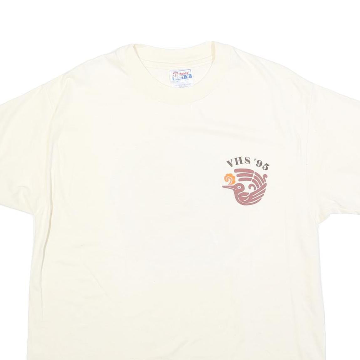HANES Mens Cream Graphic T-Shirt L Short Sleeve Crew Neck Valencia's Vanishing