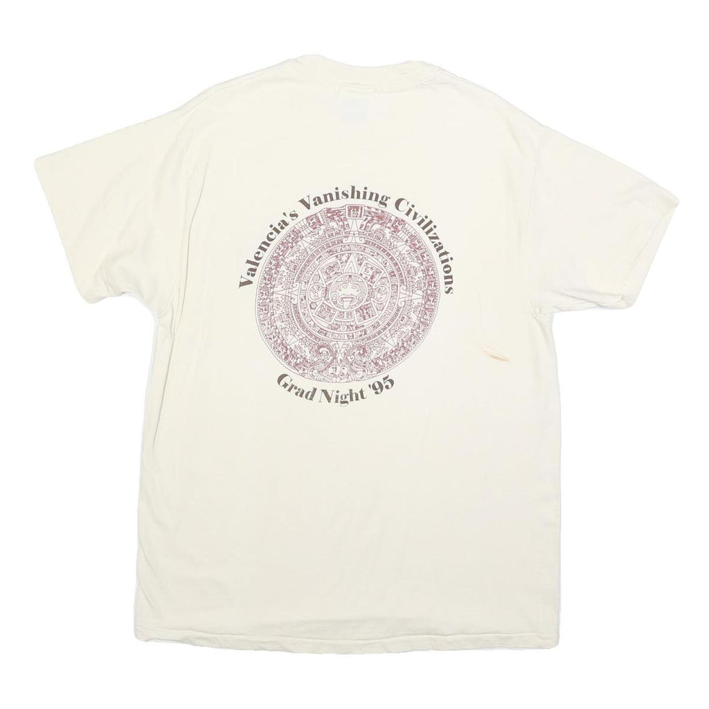 HANES Mens Cream Graphic T-Shirt L Short Sleeve Crew Neck Valencia's Vanishing