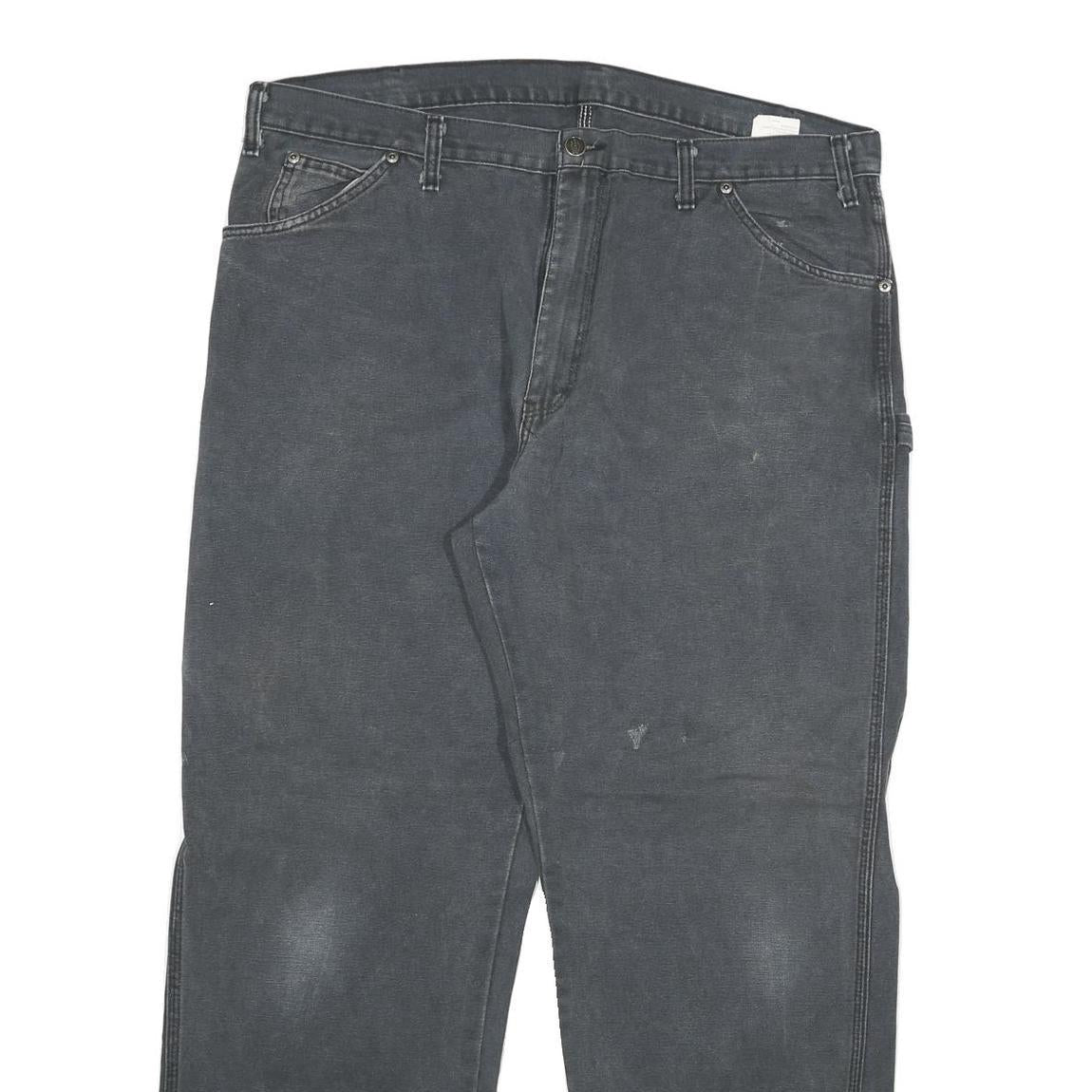 DICKIES Mens Regular Fit Grey Denim Jeans W40 L32 Workwear Utility Zip