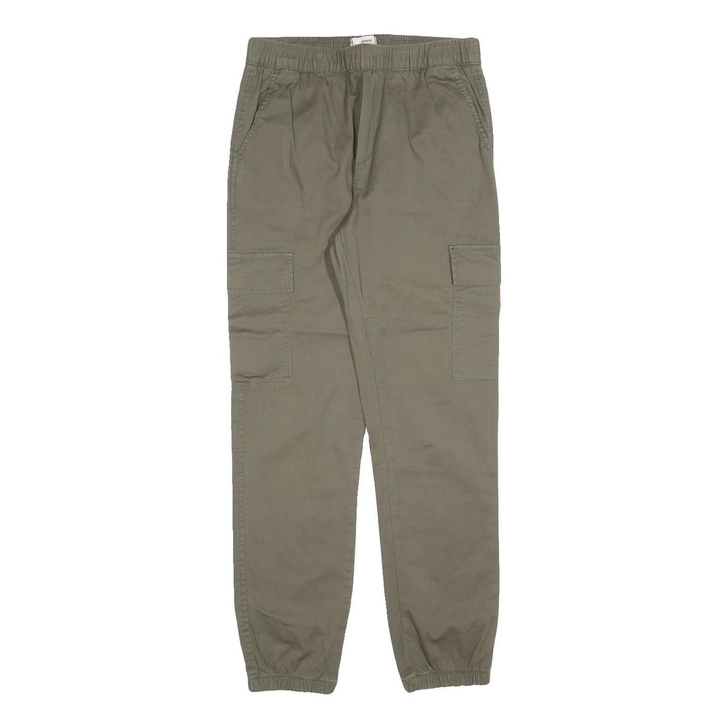 TALLY WEIJL Womens Regular Green Cotton Blend Cargo Trousers W26 L28