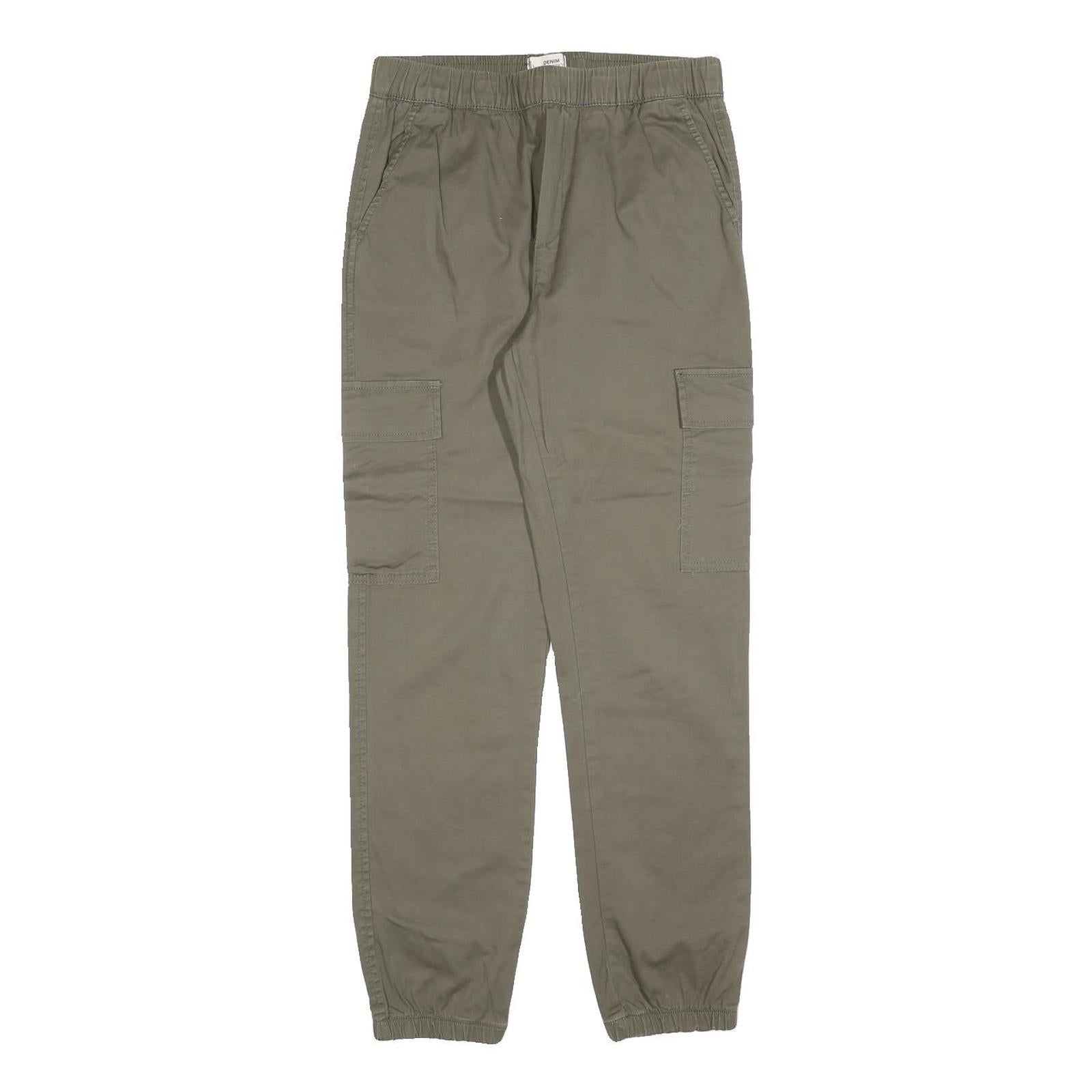 TALLY WEIJL Womens Regular Green Cotton Blend Cargo Trousers W26 L28