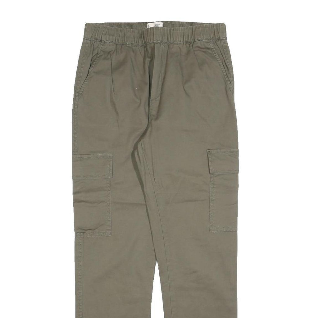 TALLY WEIJL Womens Regular Green Cotton Blend Cargo Trousers W26 L28