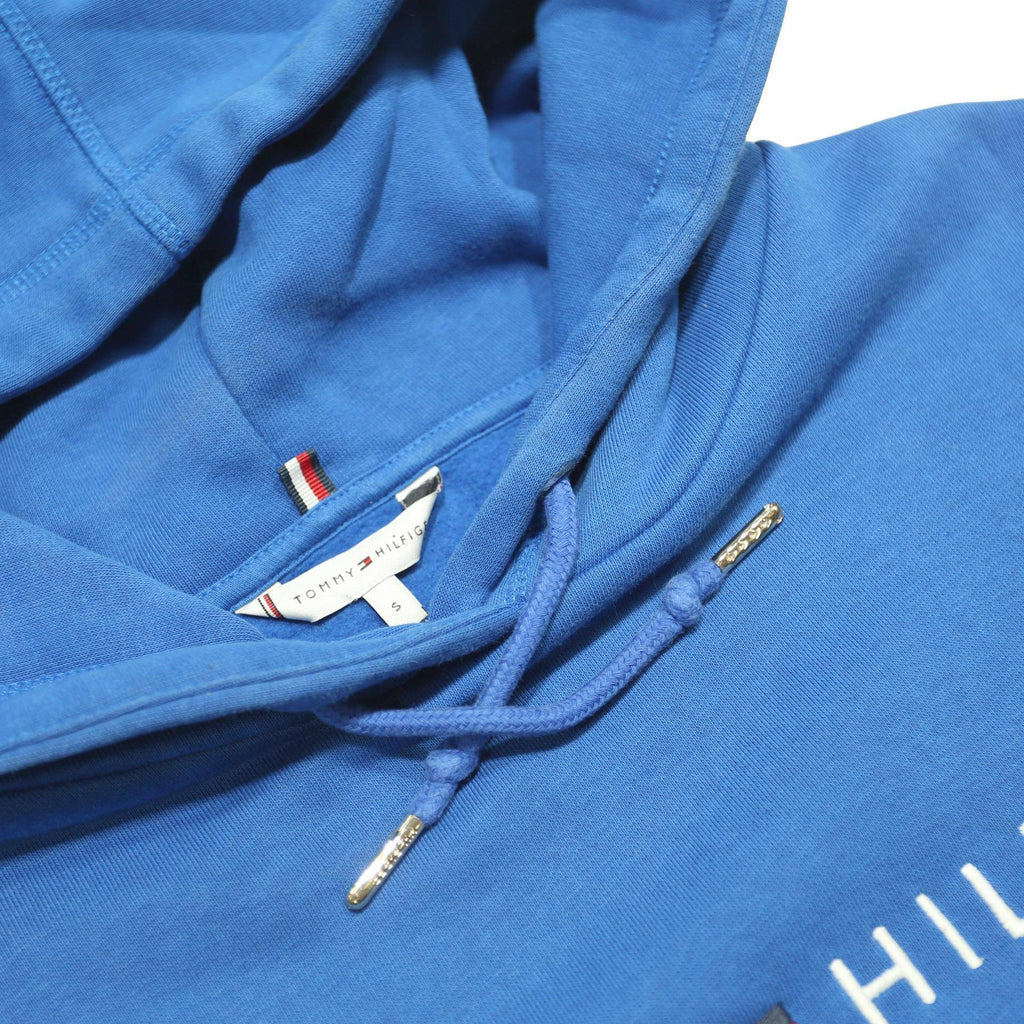 TOMMY HILFIGER Womens Blue Pullover Hoodie S Cotton Blend Hooded Sweatshirt
