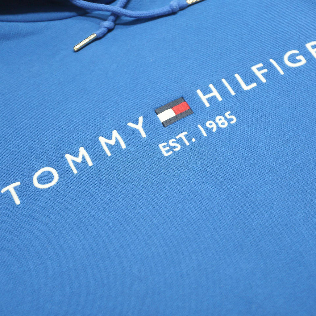 TOMMY HILFIGER Womens Blue Pullover Hoodie S Cotton Blend Hooded Sweatshirt