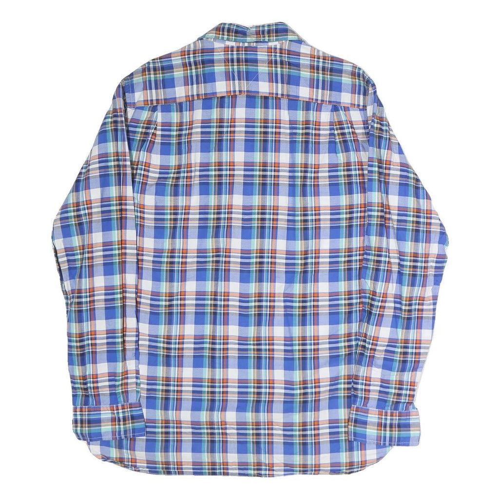 TOMMY HILFIGER Mens Blue Check Shirt M Classic Fit Cotton Button Collar