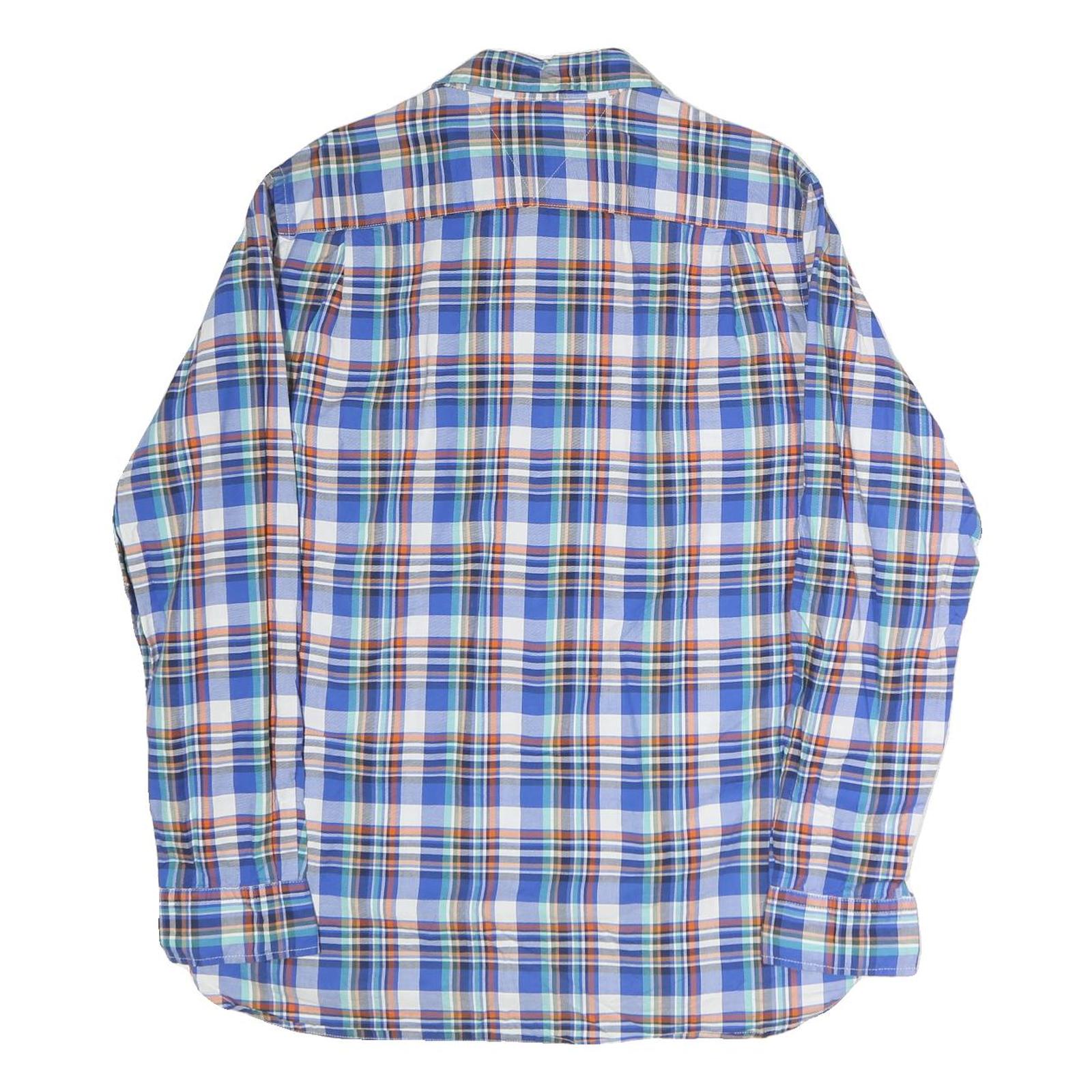 TOMMY HILFIGER Mens Blue Check Shirt M Classic Fit Cotton Button Collar