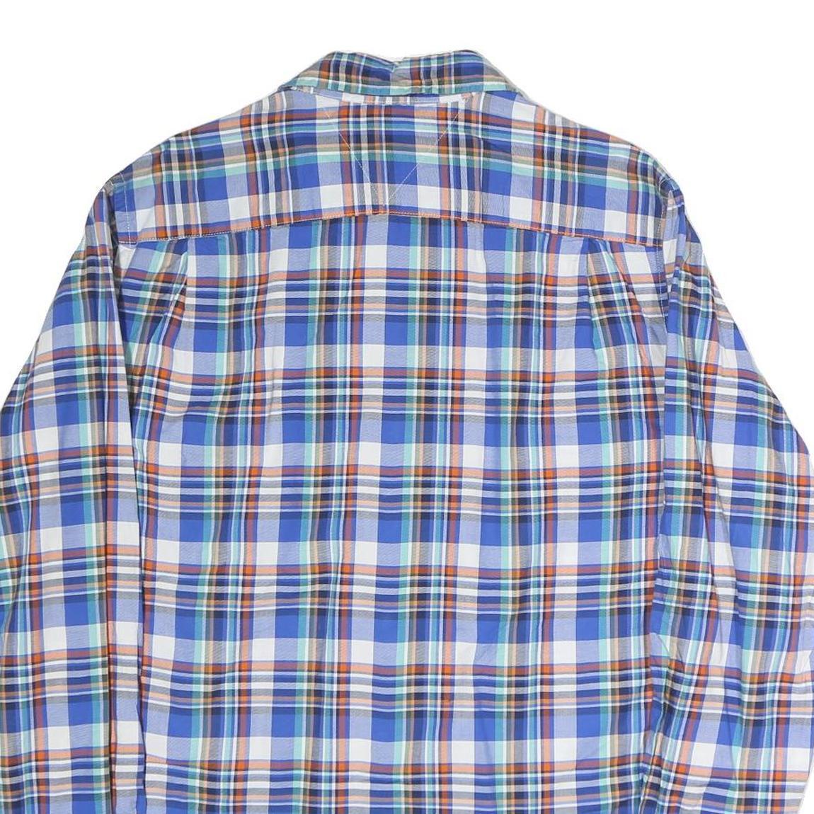 TOMMY HILFIGER Mens Blue Check Shirt M Classic Fit Cotton Button Collar
