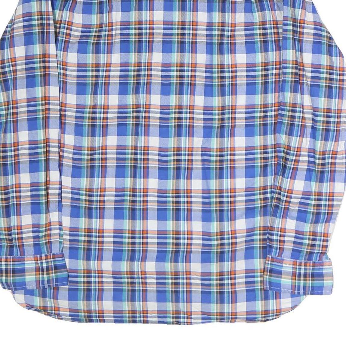 TOMMY HILFIGER Mens Blue Check Shirt M Classic Fit Cotton Button Collar