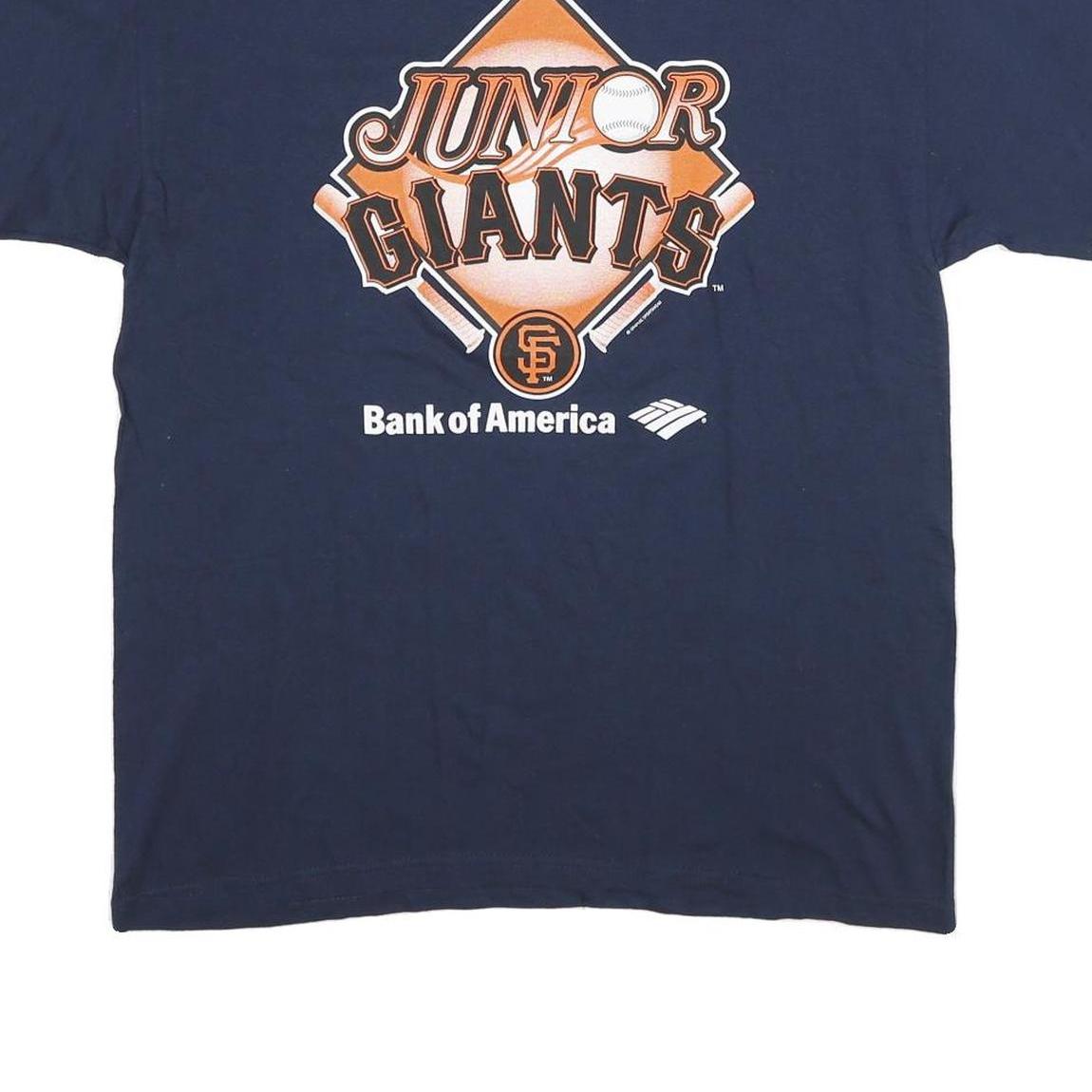 GILDAN Mens Navy Blue Junior Giants Graphic T-Shirt L Short Sleeve Crew Neck