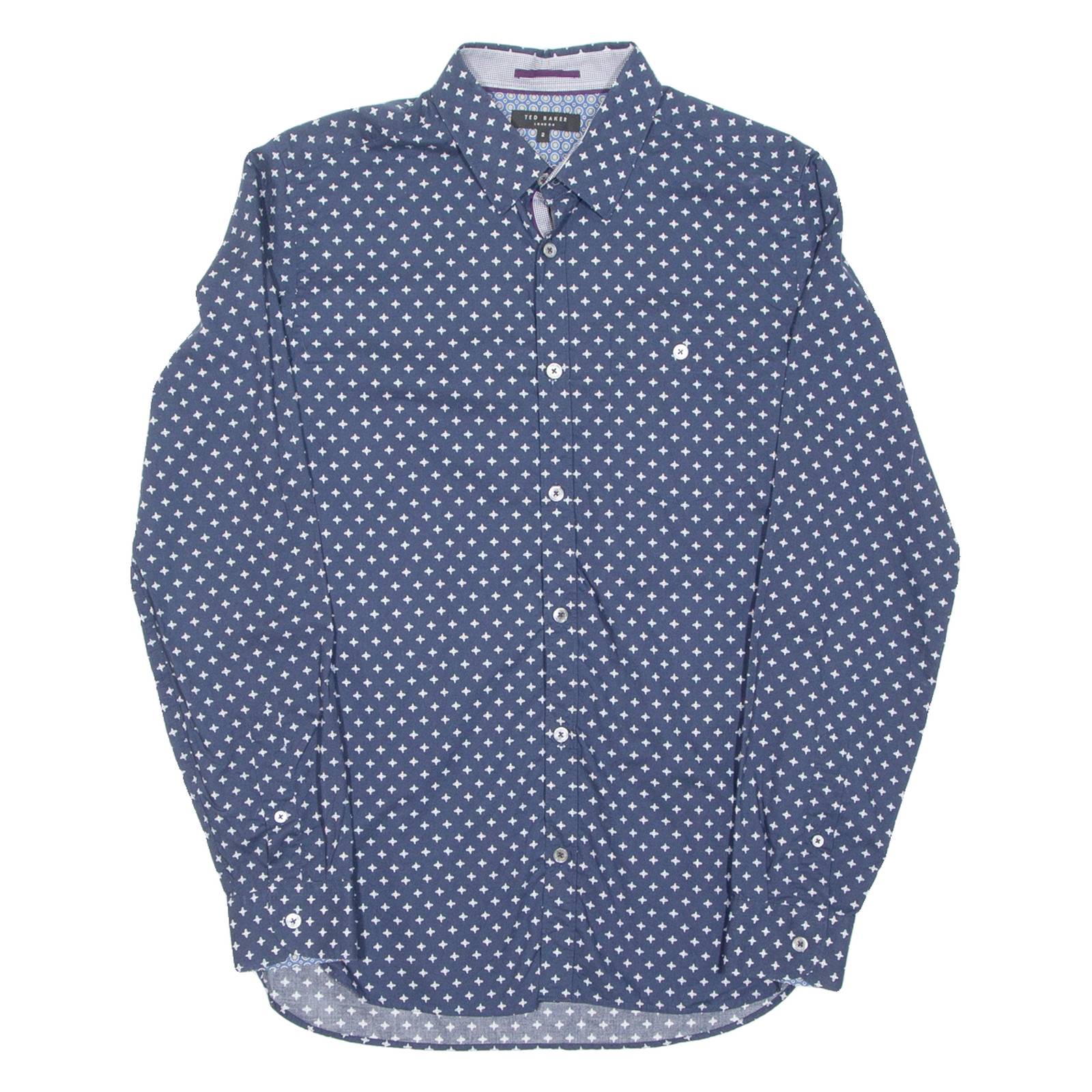 TED BAKER Mens Shirt Blue Spotted Long Sleeve XS