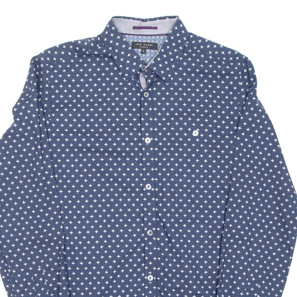 TED BAKER Mens Shirt Blue Spotted Long Sleeve XS