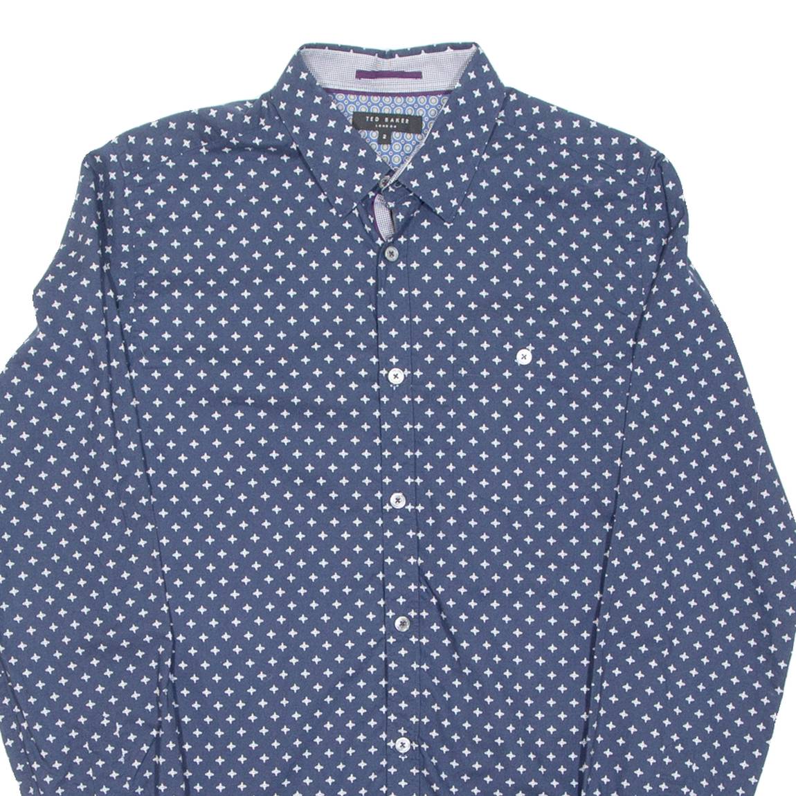 TED BAKER Mens Shirt Blue Spotted Long Sleeve XS