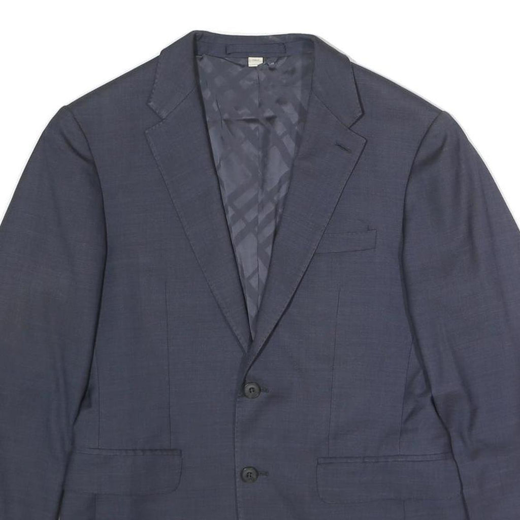 BURBERRY Mens Navy Blue Wool Blazer Jacket S Woven Button Classic Tailored