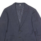 BURBERRY Mens Navy Blue Wool Blazer Jacket S Woven Button Classic Tailored