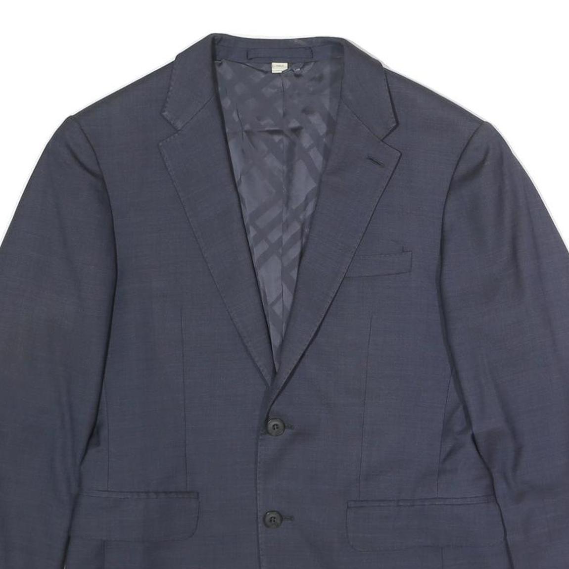 BURBERRY Mens Navy Blue Wool Blazer Jacket S Woven Button Classic Tailored