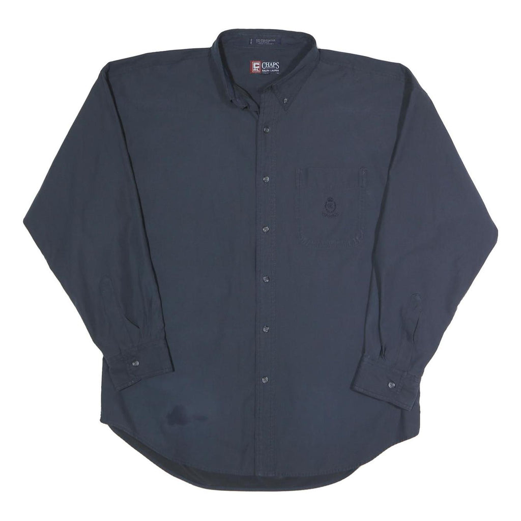 CHAPS Mens Blue Plain Shirt XL Button Down Collar Long Sleeve Casual