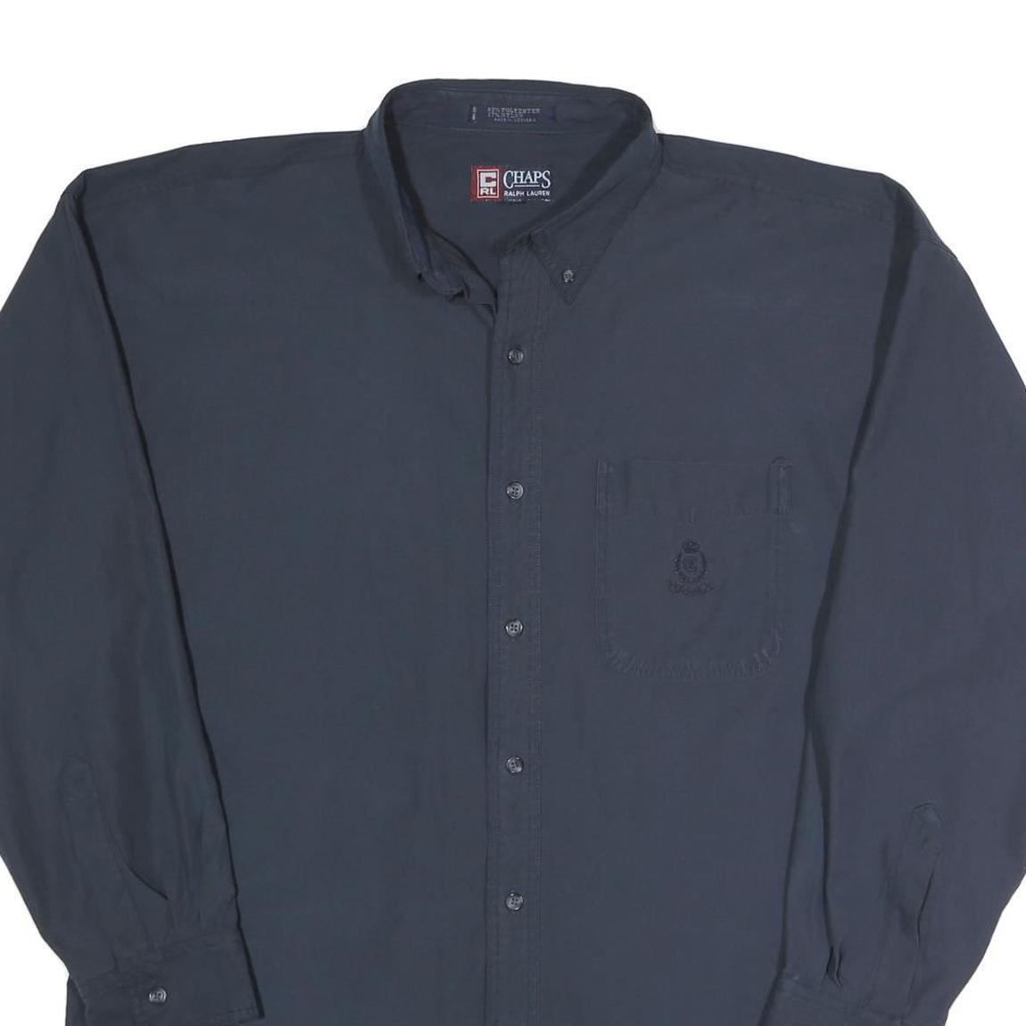 CHAPS Mens Blue Plain Shirt XL Button Down Collar Long Sleeve Casual