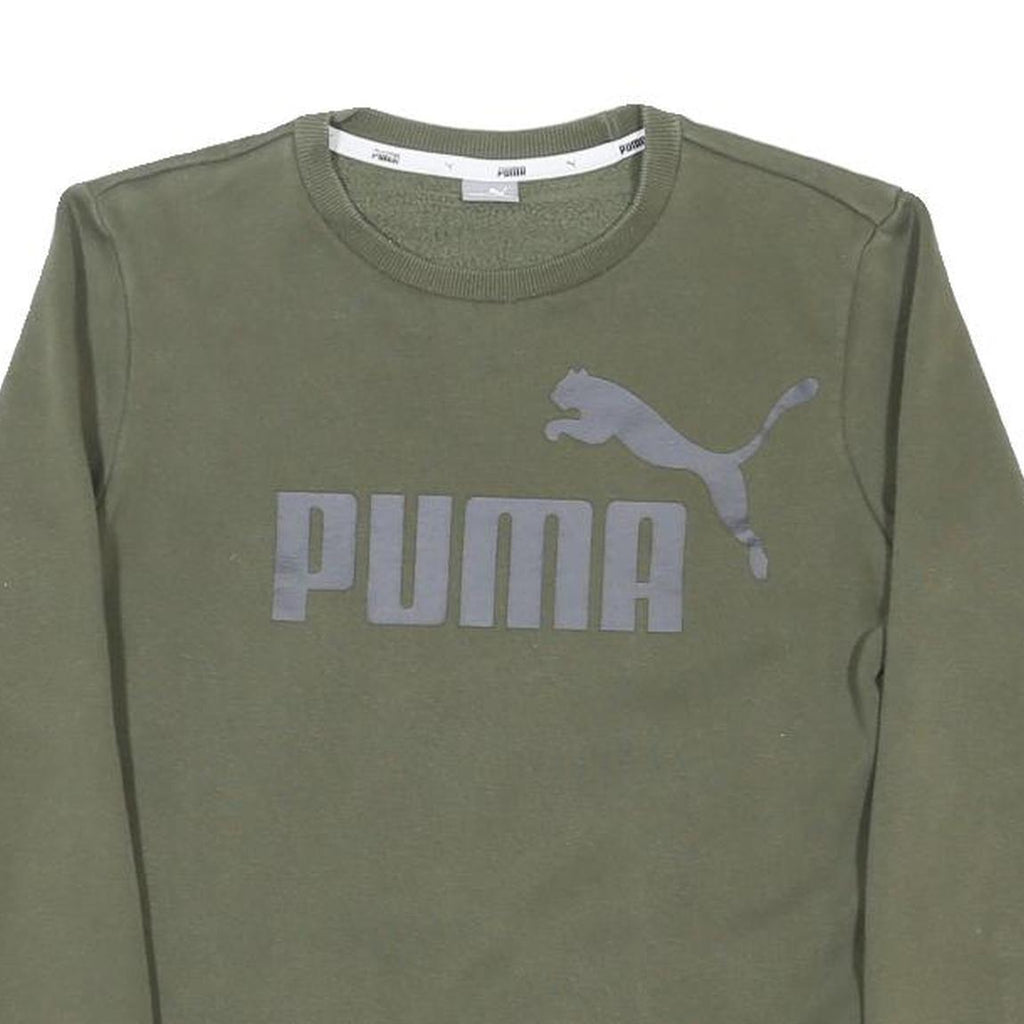 PUMA Boys Green Crew Neck 13-14Y Sweatshirt Logo Print Polycotton