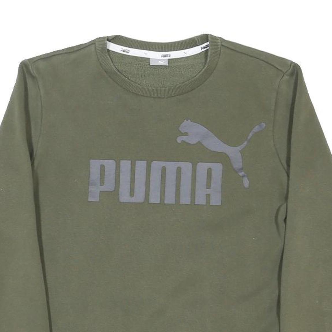 PUMA Boys Green Crew Neck 13-14Y Sweatshirt Logo Print Polycotton