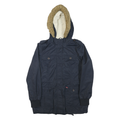LEVI'S Womens Navy Blue Sherpa Lined Zip Jacket M Polyester Blend Hooded Casual
