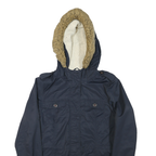 LEVI'S Womens Navy Blue Sherpa Lined Zip Jacket M Polyester Blend Hooded Casual