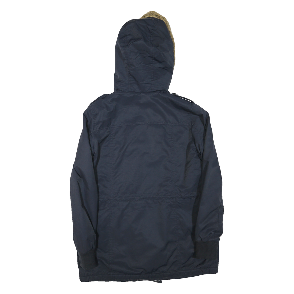 LEVI'S Womens Navy Blue Sherpa Lined Zip Jacket M Polyester Blend Hooded Casual